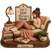 JinFu dian Statuetta in legno personalizzata per amanti dei libri, decorazione da scrivania con ragazza che legge il nome, decorazione per libreria, regalo per donne lettrici (1 pezzo, 8in / 20 cm)