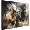 MuchoWow© Stampe Su Tela Quadro Quadri Moderni Poster Da Parete Con Cornice | 100x70 cm Soggiorno Camera Da Letto Accessori Salotto Decorazione Muro Cavalli - Bianco - Nero - Animali