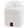 QWORK® Custodia per scatola di fazzoletti cosmetici quadrata 14x14x15 cm | Tessuto misto cotone, per bagno, soggiorno e home office