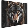 MuchoWow© Stampa Su Tela Canvas Grandi Dimensioni Quadri Moderni Quadro | 100x70 cm Decorazioni Pareti Con Cornice Soggiorno Foto Camera Da Letto Animali - Lupo - Ritratto - Marrone - Nero