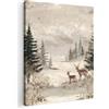MuchoWow© Quadro Quadri Moderni Su Tela Stampe Foto Con Cornice Quadretti | 70x100 cm Regali Decorazioni Natalizie Camera Da Letto Soggiorno Decorazione Parete Poster Foresta - Cervo - Inverno - Neve