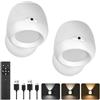 SKUTZTEK Applique LED da interno set da 2 applique alto/basso ricaricabili con batteria 3600 mAh controllo touch e telecomando 3 modalità luminosità regolabile applique per camera da letto e soggiorno-bianco