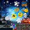 Qxmcov Proiettore Natale Esterno, Proiettore Luci Halloween Natale Esterno con 12 Diapositive Modelli, Telecomando e Timer, Impermeabile Luci Natale Esterno per Interno Halloween Decorazioni