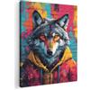 MuchoWow© Quadri Con Cornice Quadretti Da Parete Moderni Quadro Moderno | 70x100 cm Decorazione Per Camera Da Letto Soggiorno Grande Foto Su Tela Graffiti - Lupo - Street Art - Animali