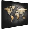 MuchoWow© Stampa Su Tela Canvas Grandi Dimensioni Quadri Moderni Quadro | 100x70 cm Decorazioni Pareti Con Cornice Soggiorno Foto Camera Da Letto Mappa Del Mondo - Oro - Brillantini - Nero