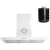 GURARI Cappa aspirante da parete, 90 cm, GCH 461 WH 9 N+GE 77 | Pannello piatto bianco 1000 m³/h di scarico dell'aria di ricircolo cucina motore LED filtro grasso in metallo