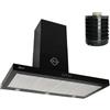 Gurari Cappa aspirante da 120 cm GCH F 118 12 BL N+GE 77, filtro di ricircolo dell'aria da parete, nero, motore da 1000 m³/h, illuminazione a LED, 4 filtri antigrasso in metallo, scarico/ricircolo