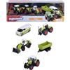 Majorette Set di auto Claas Farm (5 modellini di auto), 5 veicoli da fattoria in metallo con ruota libera, sospensioni e parte apribile, giocattolo trattore per bambini dai 3 anni in su, 7,5 cm