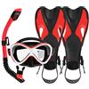 Domary Bambini Occhialini e Pinne per Snorkeling Set | Lente in vetro temperato, Cinghie regolabili, Silicone atossico