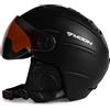 Domary Casco da Sci con Fodera in Pile e vestibilità Personalizzabile | Schiuma EPS e guscio in PC, occhiali rimovibili antiriflesso, 12 prese d\'aria per il comfort, ideale per gli sport invernali