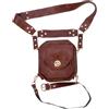 Generic Marsupio da coscia da gamba in pelle PU per palestra, viaggi, corsa, escursionismo, passeggiate, lavoro atletico, design steampunk e contenitore portatile, Marrone chiaro