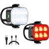 Beryes Luce Della Bicicletta Anteriore e Posteriore Lampada Della Bicicletta LED | Ultra Slim Impermeabile IP65 Ricarica Rapida 1,5 h Lunga Autonomia Luce Velo Anteriore e Posteriore per Ciclismo Notturno MTB