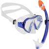 AQUASTIC Set da Snorkeling per bambini SHELLY JR 2in1 Maschera e Tubo Snorkel Colore Blu Scuro|Azzuro Maschera con Vetro Temperato Boccaglio per Mare e Vacanze Impermeabilità e Comfort