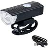 Odoukey Faro per Bici Luce Anteriore per Bicicletta Ricaricabile Tramite USB da 300 Lumen con 3 modalità Bianco