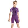 TeeYee Muta da bambina da 2,5 mm, in neoprene, per bambini, tuta da immersione, tropicale, viola, a maniche corte, costume da bagno da snorkeling, One Piece Wetsuit