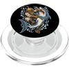 Diving Illustration Graphic Apparel Art Subacqueo colpisce uno squalo per gli appassionati di arte avventura subacquea PopSockets PopGrip per MagSafe