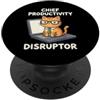 Chief Productivity Cat Disruptor for Pro Laptop Funny Cat, il principale rivoluzionario della produttività PopSockets PopGrip Adesivo