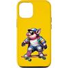APezzani Wear Custodia per iPhone 12/12 Pro Maialino Skateboard Skater Divertente