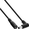 InLine Cavo di prolunga DC, spina angolare 5,5 x 2,5 mm, nero, 3 m | 3 m, AWG 18, 12-24 V DC, 140 W, presa dritta, guaina in PVC, guaina per cavi salvaspazio