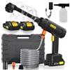 Housiwill Idropulitrice a Batteria, Max 25 Bar, Idropulitrice Elettrica Portatile con 2 Batterie e Tubo da 5M, 6 In 1 Ugello, Serbatoio in Schiuma, per Auto, Giardino, Terrazza, Prato e Irrigazione senza fili