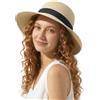 Zylioo Cappelli in paglia piccoli, cappello da sole Fedora a tesa corta, ripiegabile e arrotolabile, cappello estivo Panama per teste piccole