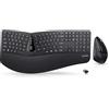 Unbranded Tastiera ergonomica divisa wireless e combo mouse verticale, con poggiapolsi regolabili e tasti a membrana a basso profilo, layout QWERTY americano