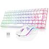 Unbranded Set tastiera e mouse da gaming wireless, layout QWERTZ tedesco, 85 tasti, tastiera mini TKL compatta e ricaricabile, mouse da 7200 DPI con design a nido d'ape per PC, MAC, PS5, Xbox [bianco]