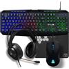 Unbranded Kit Gamer 4 in 1 - Combo Natrium: Mouse cablato, tastiera cablata, cuffie cablate, tappetino per mouse