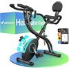 Unbranded Cyclette pieghevole, cyclette silenziosa con resistenza magnetica a 16 livelli, display LCD, sella confortevole, bici da fitness per uso domestico, design compatto per un allenamento efficace