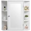 Relaxdays Armadio a specchio, 6 ripiani, 4 scomparti, 58 x 61 x 18 cm, montaggio a parete, mobile bagno, bianco