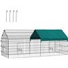 PawHut Gabbia per Conigli a Casetta con Tettuccio in Tessuto 185x75x75 cm Verde