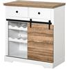 HOMCOM Mobile da Cucina Rustico con 2 Cassetti Ripiani Aperti e Portabottiglie