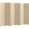 HOMCOM Paravento 6 Ante Pieghevole in Legno e Bambù Alto 180cm Colore Naturale
