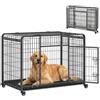 PawHut Kennel per Cani Pieghevole Porta con Blocco 4 Ruote Fondo Rimovibile
