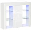 HOMCOM Credenza Moderna a Anta con Luci LED Finitura Lucida e Mensole in Vetro