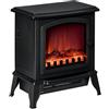 HOMCOM Caminetto Elettrico Portatile 1000W/2000W in ABS e Vetro Nero