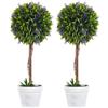 HOMCOM Set 2 Piante Finte Verdi con Fiori di Lavanda e Vaso Ø24x60 cm