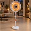 Maka Stufa Elettrica Carbonio Oscillante 1000 W Timer Piantana Regolabile Bianca