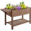 Outsunny Fioriera Rialzata in Legno con Ripiano Pieghevole e Mensola 123x54x80cm