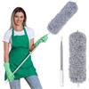 Vicloon Spolverino per Polvere Allungabile 2.45m 2-in-1 per Tapparelle Spazzola con 1 Manico+1 Piumini+1 Spazzola+1 Ganci Autoadesivi Spolverino Microfibra Lavabile per Ventilatore Luci