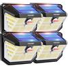 TECKNET Luci Solari Esterno, 231 Faretti Solari a Led da Esterno, 300° Super Luminoso, 3 Modalità con Sensore di Movimento, Lampada da Parete Impermeabile IP65 per Giardino, Patio e Garage - 4 Pezzi