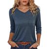 Crewhpo Maglia Donna Maniche Tre Quarti con Tasca Scollo a V Casual | Tocco Leggero, Scollo a V, Tasca sul Petto, Taglio Morbido, Look Casual, Estate Ufficio e Tempo Libero Quotidiano