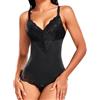 PASUDA Body Contenitivo Modellante Donna Pizzo Pancia Piatta | Shapewear Contenitivo Scollo a V Invisibile, Intimo Snellente Modellante, Body Shaper Busto in Pizzo Senza Imbottitura