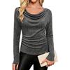 Fashora Top Brillantinato Donna Blusa Elegante Manica Lunga | Camicia, Top Elegante, Camicetta Maniche Lunghe, Scollo a Barca, Vita Plissettata, Taglio Aderente, Autunno, Cerimonia