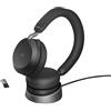 Jabra Evolve2 75 Wireless PC Headset with Charging Dock and 8-Mic Technology - Dual Foam Stereo Headphones, USB-A dongle, Ottimizzato per Microsoft Teams, Nero, Supporto incluso