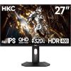 HKC Monitor Gaming Fast IPS 27 Pollici, QHD 300Hz(OC 320Hz), HDR400 | 2560x1440 Monitor, 1ms MPRT, Adaptive Sync, Regolazione in altezza, HDMI 2.1, DisplayPort 1.4, VESA 100 × 100 mm, G27H4P