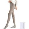 GHKJOK Squisiti collant da donna in pizzo e motivo floreale - Bianco crema morbido cotone lavorato a maglia, leggings invernali traspiranti, design a righe in lana tartan a coste per donna alla moda a