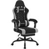 WOLTU Sedia da gaming WOLTU con funzione massaggio, cuscino a molle insacchettate, ergonomica, rivestimento in rete: Nero+Grigio Colore: Nero+Grigio