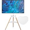 Unbranded Supporto TV a treppiede in legno, cavalletto per televisori da 32-65 pollici, piedistallo TV regolabile in altezza con ripiano portaoggetti per schermi LED/LCD, supporto TV con funzione di inclinazione a 140° e compatibile VESA 600x400mm