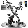 Unbranded Cyclette 3 in 1, pieghevole, silenziosa, con schienale, dotata di monitor LCD, sensore di frequenza cardiaca, elastici di resistenza. Cyclette per anziani, con sella regolabile. Cyclette da casa, ergometro